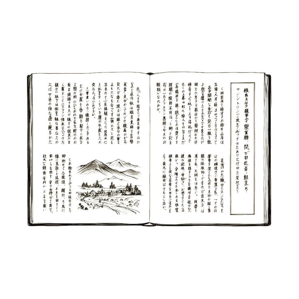 開いた雑誌のイラスト